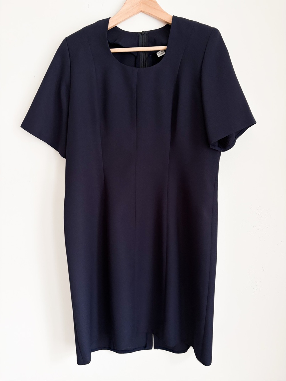 Vintage AGMIR Navy Short-Sleeve Shift Dress, Size L - Made in Europe